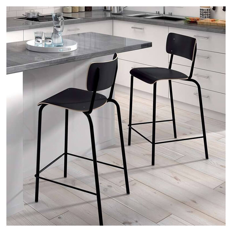 TABOURET BAR VINTAGE EN MÉTAL ET BOIS BARCOLLÈGE