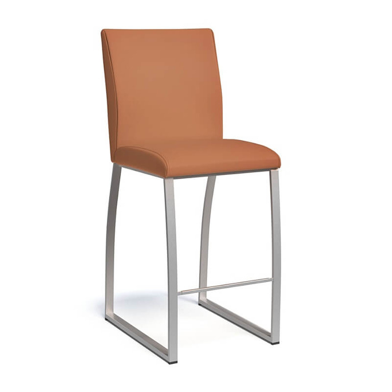 TABOURET CONTEMPORAIN GARNIE EN SIMILI CUIR ET MÉTAL ELITE
