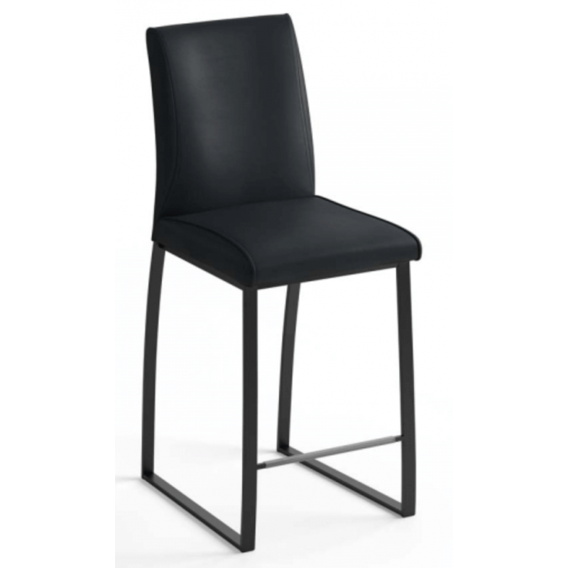 TABOURET CONTEMPORAIN GARNIE EN SIMILI CUIR ET MÉTAL ELITE