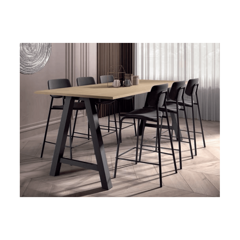 TABOURET SNACK VINTAGE EN MÉTAL ET SIMILICUIR LAGO