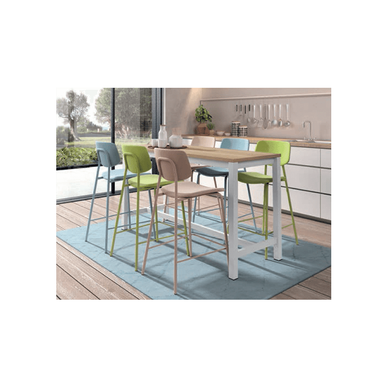 TABOURET SNACK VINTAGE EN MÉTAL ET SIMILICUIR LAGO