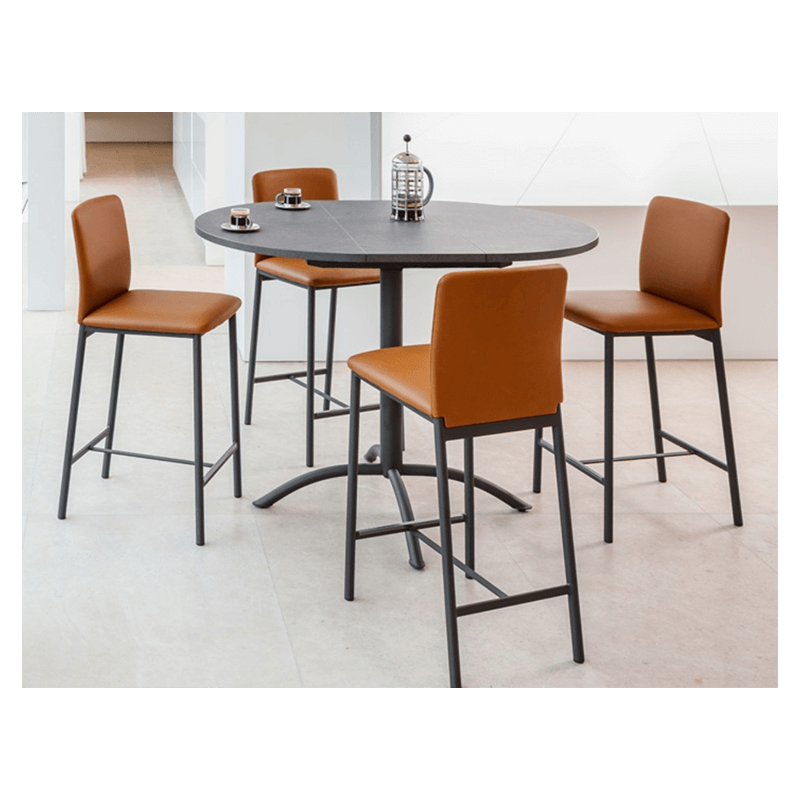 TABOURET DE CUISINE SNACK EN METAL ET SMILICUIR LOFT