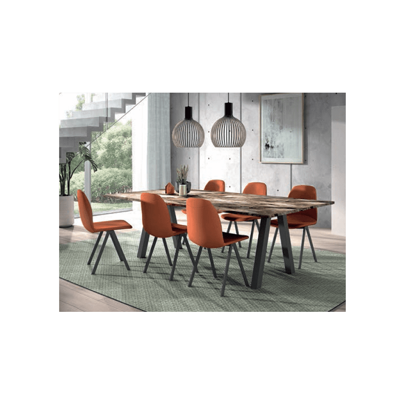 CHAISE CONTEMPORAINE ONA EN SIMILICUIR ET MÉTAL