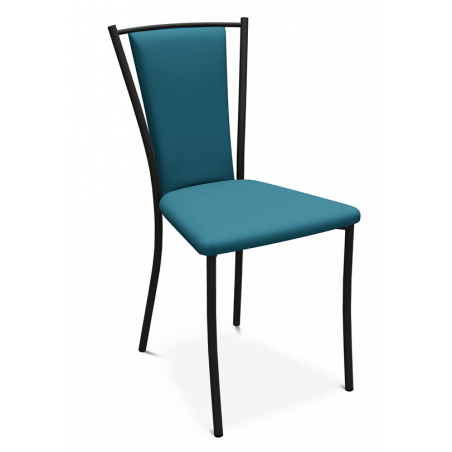 CHAISE DE CUISINE CONTEMPORAINE EN MÉTAL ET SIMILICUIR REINA