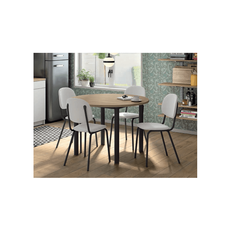 CHAISE DE CUISINE VINTAGE STR5 EN MÉTAL ET SIMILICUIR