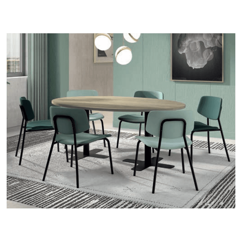 TABLE CONTEMPORAINE OVALE PIEDS CENTRAL SPINNER2 HT 75 CM