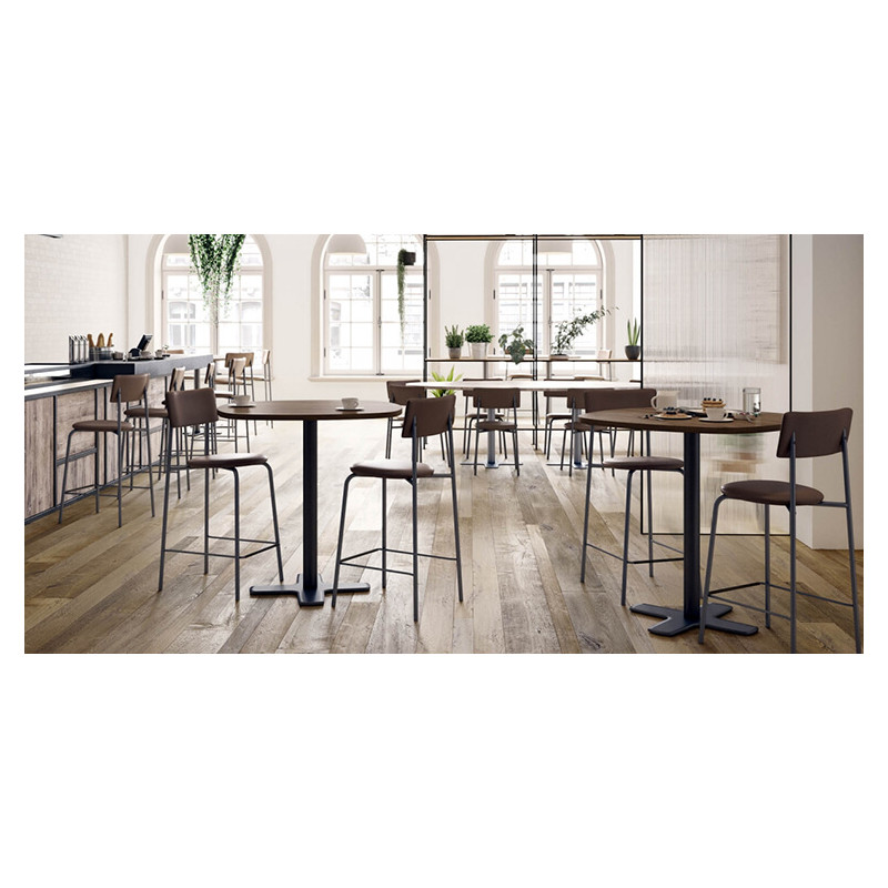 TABLE CARRÉE SNACK PIEDS CENTRAL SPINNER HT 90 CM