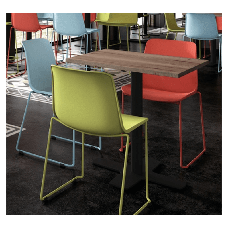 TABLE CARRÉE SNACK PIEDS CENTRAL SPINNER HT 90 CM