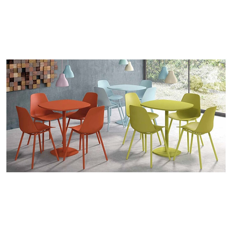 TABLE EN STRATIFIÉ CIRCA CARRÉE ANGLES ARRONDIS HT 75 CM