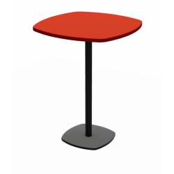 TABLE EN STRATIFIÉ CARRÉE ANGLES ARRONDIS CIRCA PIEDS CENTRAL HT 90CM