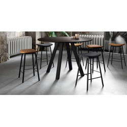 TABLE SNACK RONDE EN STRATIFIÉ PIEDS CENTRAL VENETO HT 90 CM