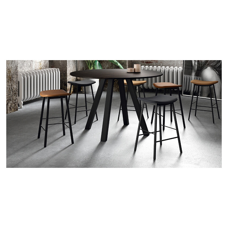 TABLE SNACK RONDE EN STRATIFIÉ PIEDS CENTRAL VENETO HT 90 CM