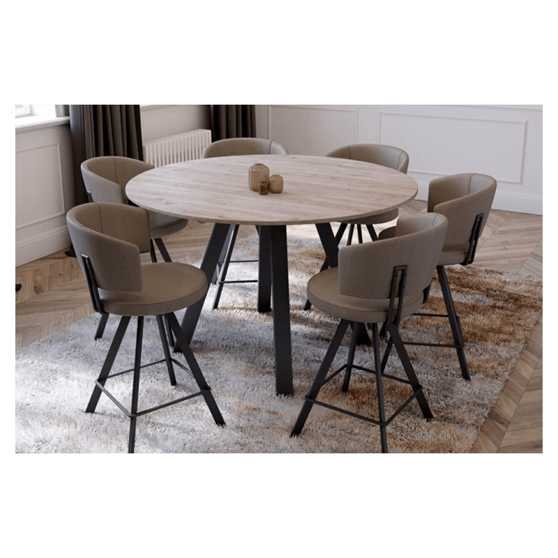 TABLE BAR RONDE EN STRATIFIÉ PIEDS CENTRAL VÉNÉTO HT 105 CM