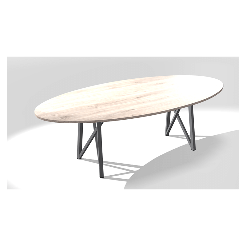 TABLE STYLE BRASSERIE OVALE EN STRATIFIÉ ET MÉTAL WACKO 3.0