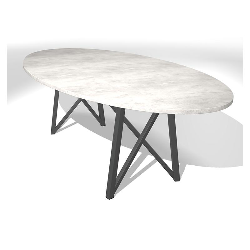 TABLE STYLE BRASSERIE OVALE EN STRATIFIÉ ET MÉTAL WACKO 3.0