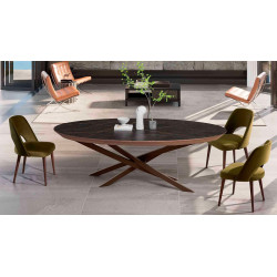 TABLE CONTEMPORAINE OVALE EXTENSIBLE EN CÉRAMIQUE ELITIST