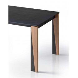 TABLE CONTEMPORAINE BOIS, MÉTAL ET CÉRAMIQUE EXTENSIBLE EDEN