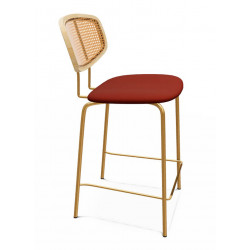 TABOURET SNACK MODERNE À DOS CANNÉ EN SIMILICUIR RITMO