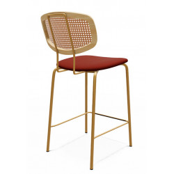 TABOURET SNACK MODERNE À DOS CANNÉ EN SIMILICUIR RITMO