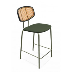 TABOURET SNACK MODERNE À DOS CANNÉ EN SIMILICUIR RITMO