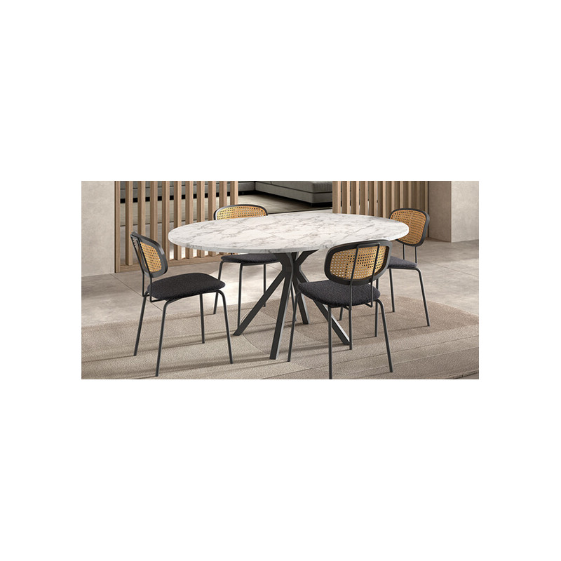 CHAISE MODERNE À DOS CANNÉ EN SIMILICUIR RITMO