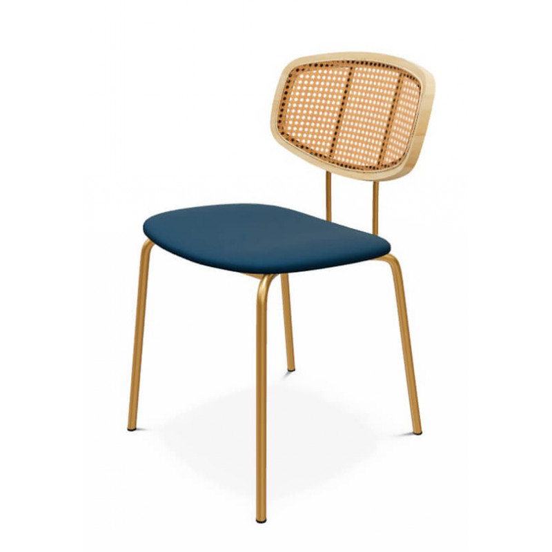 CHAISE MODERNE À DOS CANNÉ EN SIMILICUIR RITMO