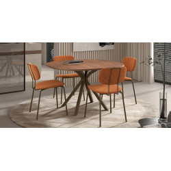 TABLE CARRÉ ANGLE ARRONDIS EN STRATIFIÉ PIEDS CENTRAL ONYX