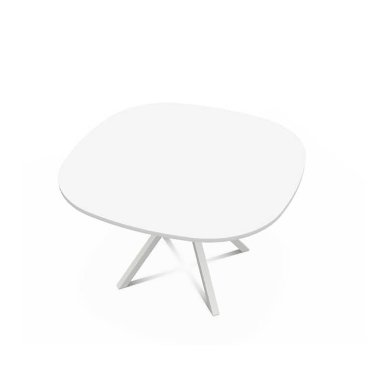 TABLE CARRÉ ANGLE ARRONDIS EN STRATIFIÉ PIEDS CENTRAL ONYX