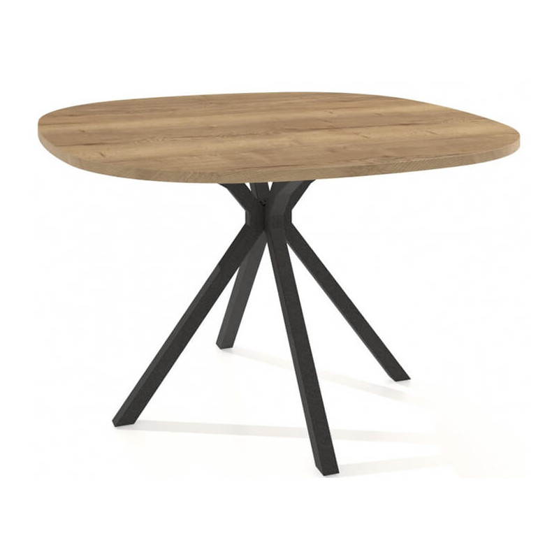 TABLE CARRÉ ANGLE ARRONDIS EN STRATIFIÉ PIEDS CENTRAL ONYX