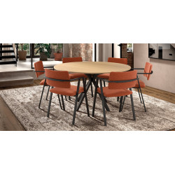 TABLE RONDE EN STRATIFIÉ PIEDS CENTRAL ONYX