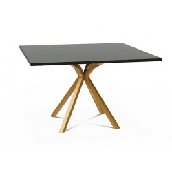 TABLE CARRÉ PIEDS CENTRAL EN STRATIFIÉ ONYX