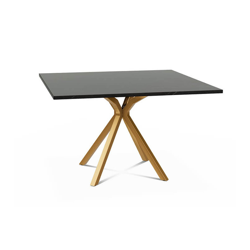 TABLE CARRÉ PIEDS CENTRAL EN STRATIFIÉ ONYX