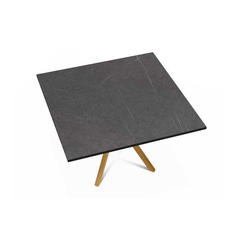 TABLE CARRÉ PIEDS CENTRAL EN STRATIFIÉ ONYX
