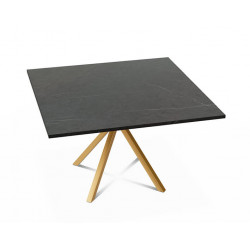 TABLE CARRÉ PIEDS CENTRAL EN STRATIFIÉ ONYX