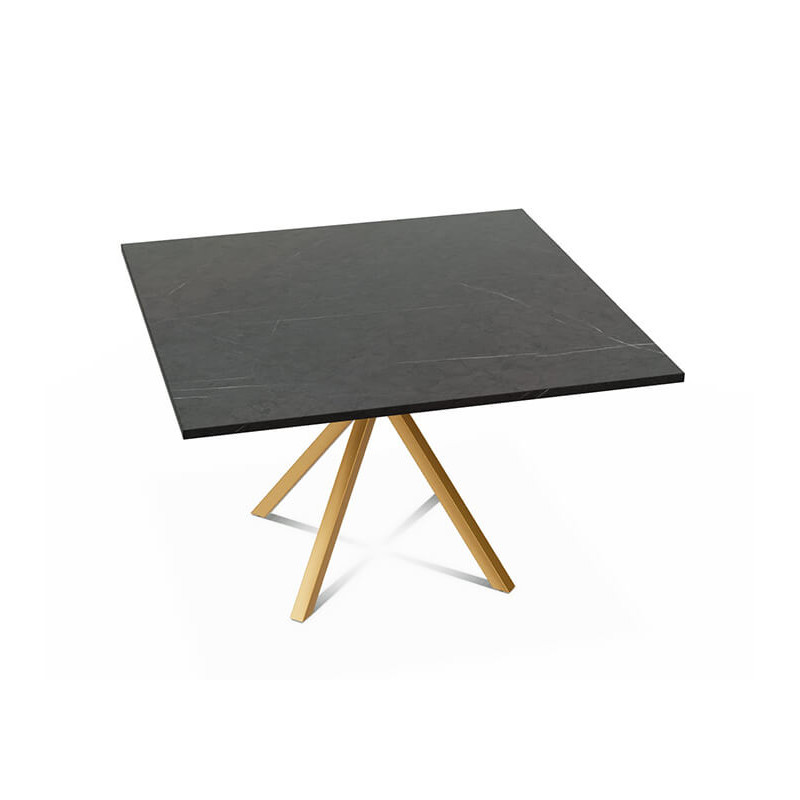 TABLE CARRÉ PIEDS CENTRAL EN STRATIFIÉ ONYX
