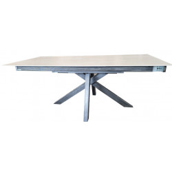 TABLE EXTENSIBLE MOON DEKTON CRÈME ET PIEDS ACIER BORSSÉ PROMO