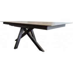 TABLE EXTENSIBLE MOON DEKTON CRÈME ET PIEDS ACIER BORSSÉ PROMO