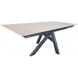 TABLE EXTENSIBLE MOON DEKTON CRÈME ET PIEDS ACIER BORSSÉ PROMO