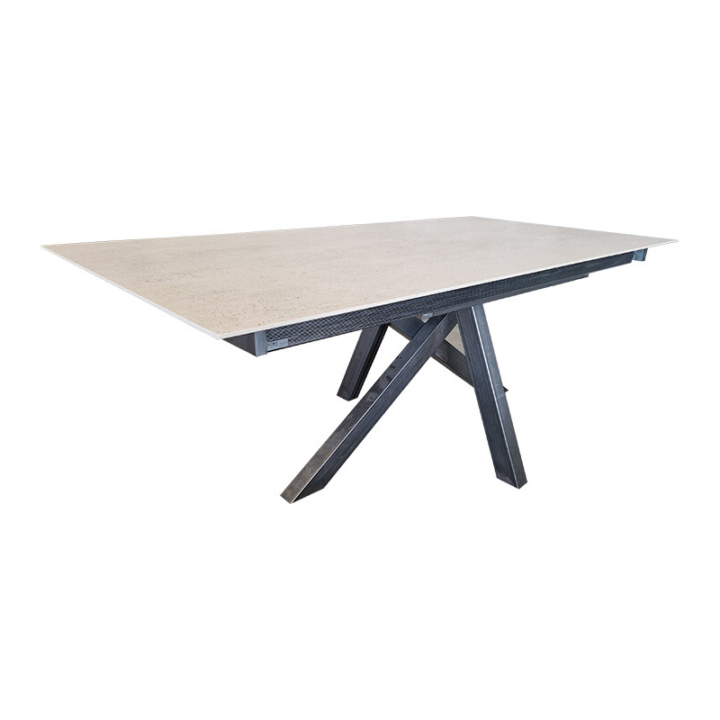 TABLE EXTENSIBLE MOON DEKTON CRÈME ET PIEDS ACIER BORSSÉ PROMO