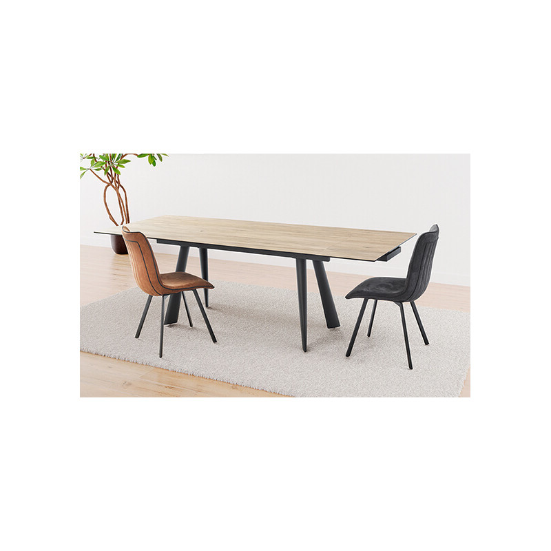 TABLE EN CÉRAMIQUE EXTENSIBLE IMITATION BOIS HUGUETTE