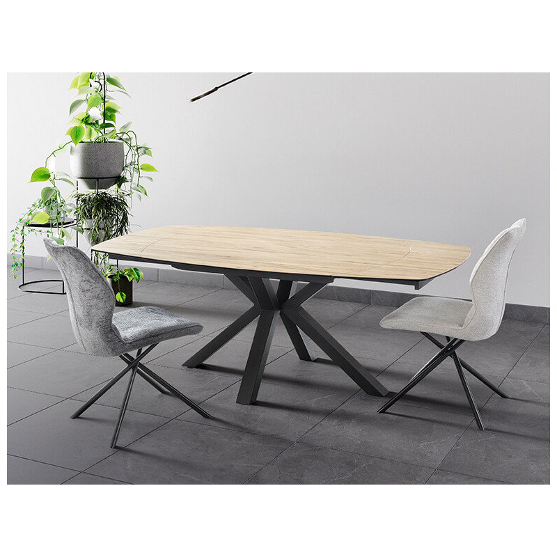 TABLE EN CÉRAMIQUE EXTENSIBLE IMITATION BOIS OPALE