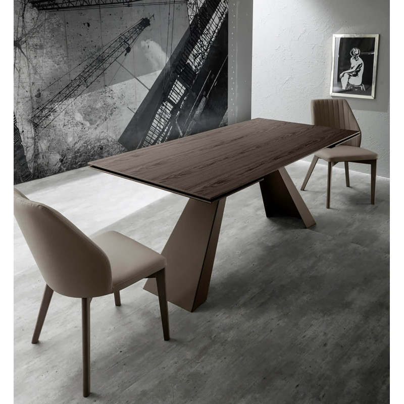 TABLE CONTEMPORAINE BOIS ET MÉTAL SLIDE EXTENSIBLE