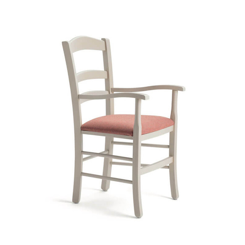 FAUTEUIL EN BOIS RUSTIQUE ASSISE GARNIE VENIZIA