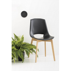 CHAISE SCANDINAVE CUIR ET BOIS EVA 5