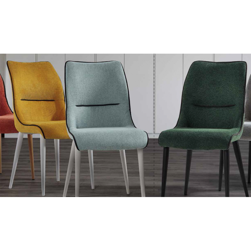 CHAISE CONTEMPORAINE DE SALLE À MANGER COSSUE LÉA TISSU