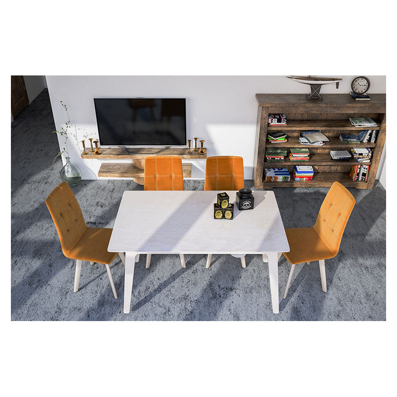 CHAISE DE SALLE À MANGER À SURPIQURES EN VELOURS AMBOLO