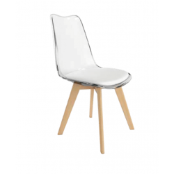 CHAISE SCANDINAVE EN PLEXIGLAS ET BOIS VEGAS