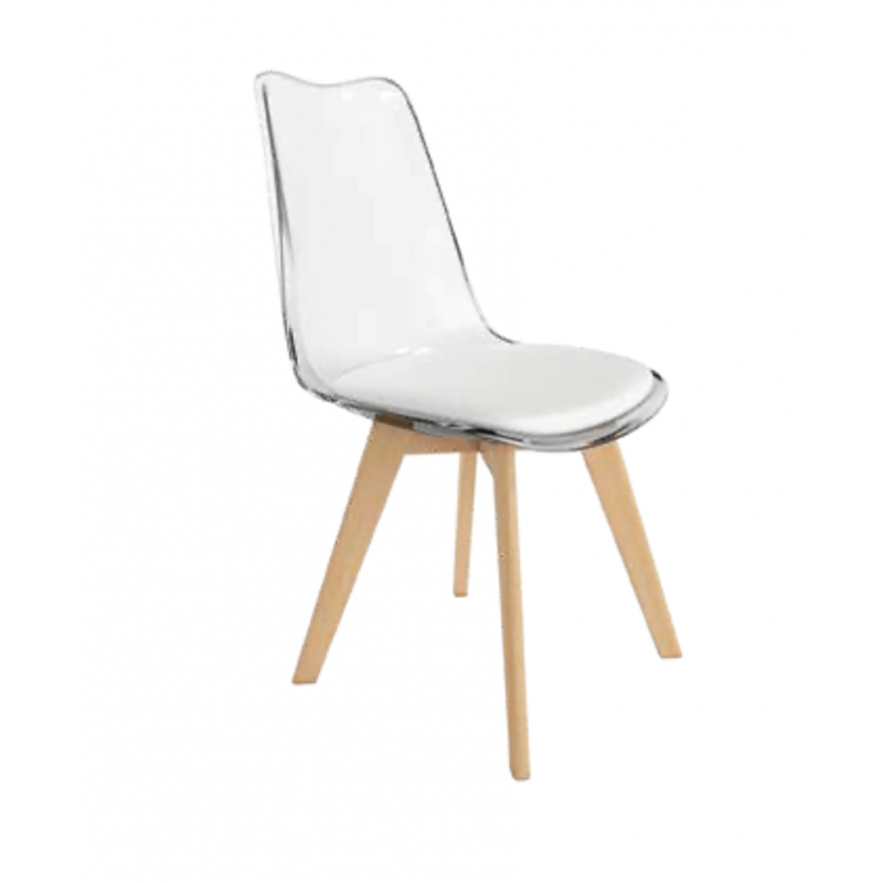 CHAISE SCANDINAVE EN PLEXIGLAS ET BOIS VEGAS