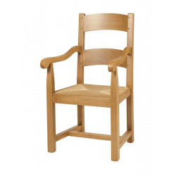 FAUTEUIL RUSTIQUE EN BOIS DE CHÊNE FRANÇAIS ET PAILLE 852