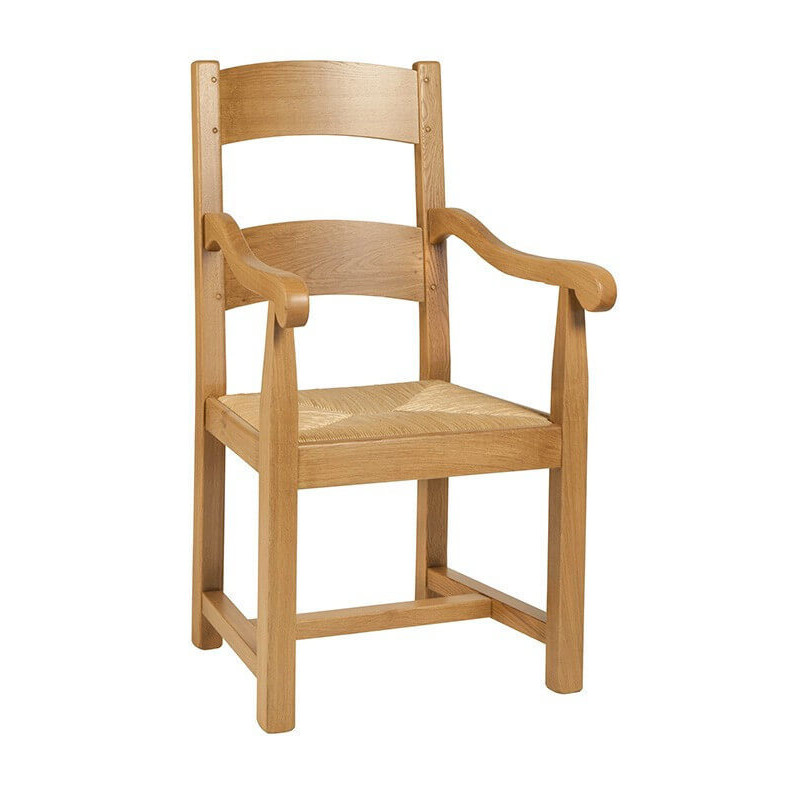 FAUTEUIL RUSTIQUE EN BOIS DE CHÊNE FRANÇAIS ET PAILLE 852